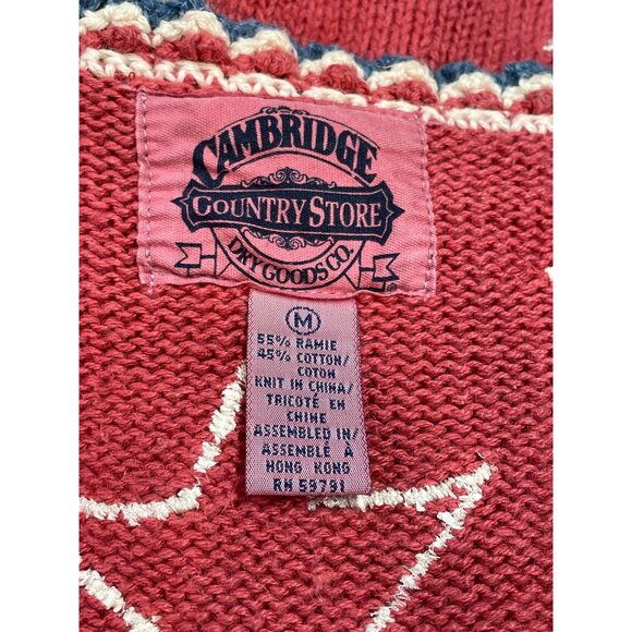 90s Patriotic Knit Sweater Vest Cambridge Country Store Stars Womens L Vintage - Picture 5 of 7